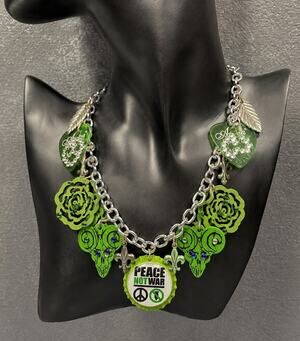 Handmade Peace Not War Statement Charm Necklace | One of a Kind